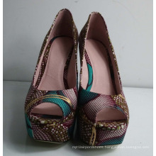 2016 African Printed Fabric Wedge Shoes (HS01-002)